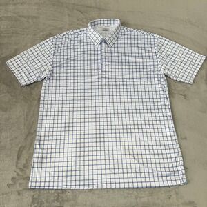 Collars & Co Dress Collar Polo Shirt Mens 3XL White Blue Check Stretch New NWOT